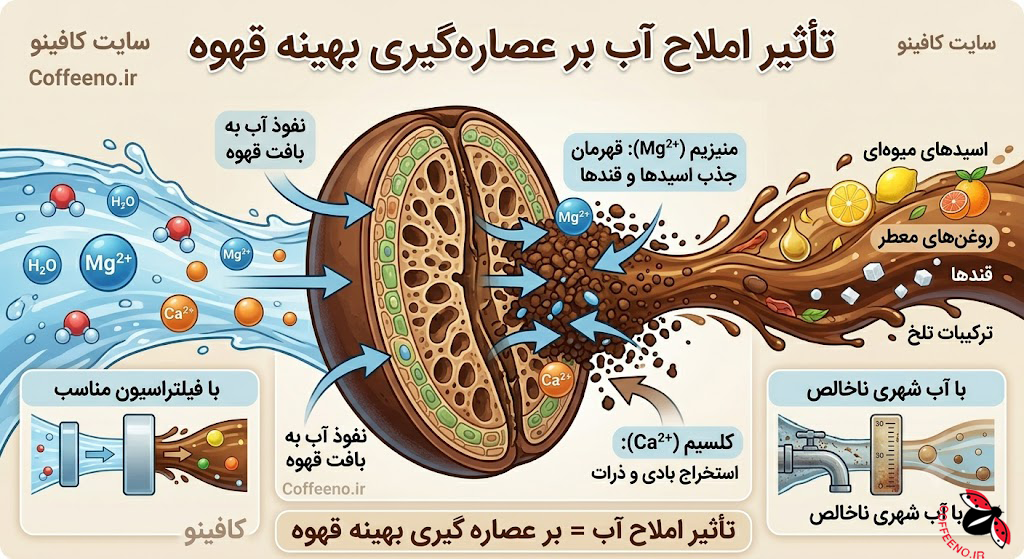 تصویری که نشان‌دهنده نفوذ آب به داخل بافت قهوه باشد.